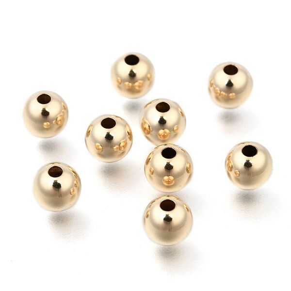 Yellow Gold Filled Beads, 1/20 14K Gold Filled, Round, 6mm, Hole: 2mm - Beadpark.com