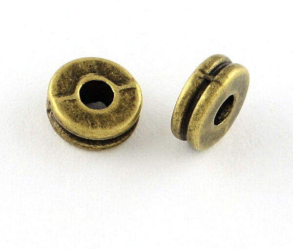 Tibetan Style Flat Round Alloy Spacers Beads, Cadmium Free & Lead Free, Antique Bronze, 6x3mm, Hole: 1.5mm, about 2500pcs/1000g - Beadpark.com