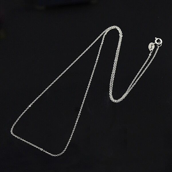 925 Sterling Silver Necklaces, Cable Chains, with Spring Ring Clasps, Thin Chain, Platinum, 18 inch, 1mm - Beadpark.com