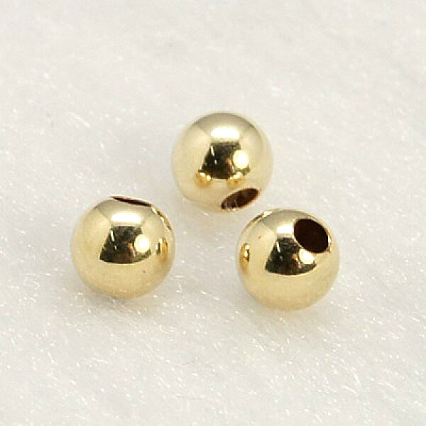Yellow Gold Filled Beads, 1/20 14K Gold Filled, Cadmium Free & Nickel Free & Lead Free, Round, 4mm, Hole: 1.4~1.5mm - Beadpark.com