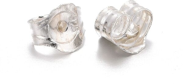 925 Sterling Silver Earring Findings, for Ear Nuts, Silver, 5x5x3mm, Hole: 0.6mm - Beadpark.com