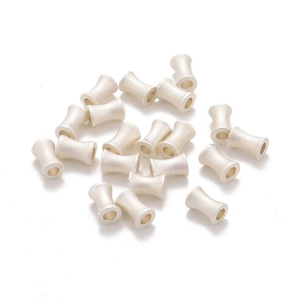 Brass Beads, Long-Lasting Plated, Matte Style, Diabolo, 925 Sterling Silver Plated, 6x4mm, Hole: 1.6mm - Beadpark.com