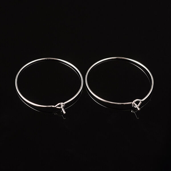 Brass Wine Glass Charm Rings, Hoop Earrings Findings, Silver, 25x0.8mm, 20 Gauge - Beadpark.com