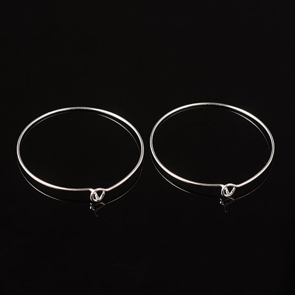 Brass Wine Glass Charm Rings, Hoop Earrings Findings, Silver, 30x0.8mm, 20 Gauge - Beadpark.com