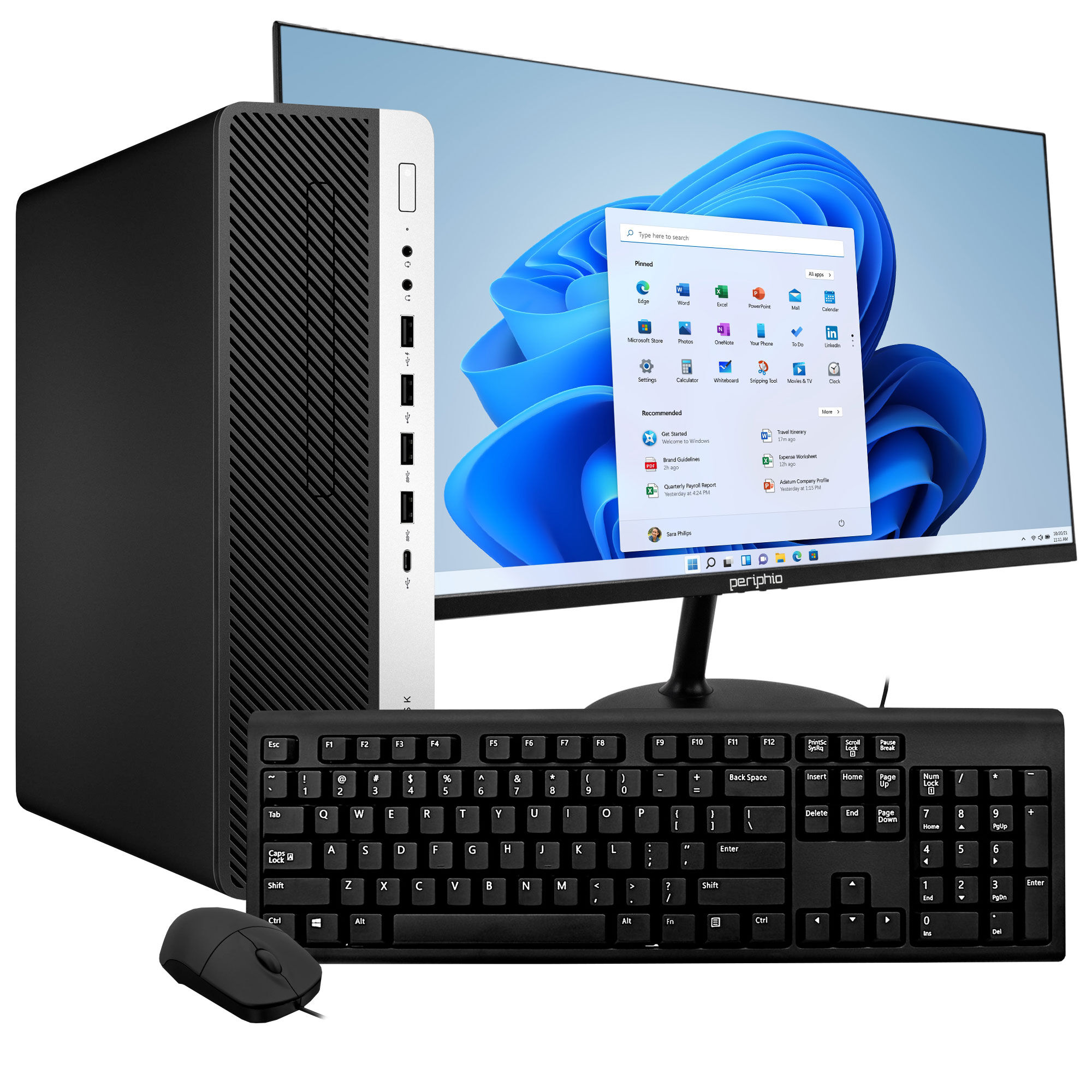 HP EliteDesk 800 G4 PC Bundle / New 24 inch Computer Monitor, Keyboard, Mouse / Intel Core i5 (8th Gen), Windows 11, WiFi