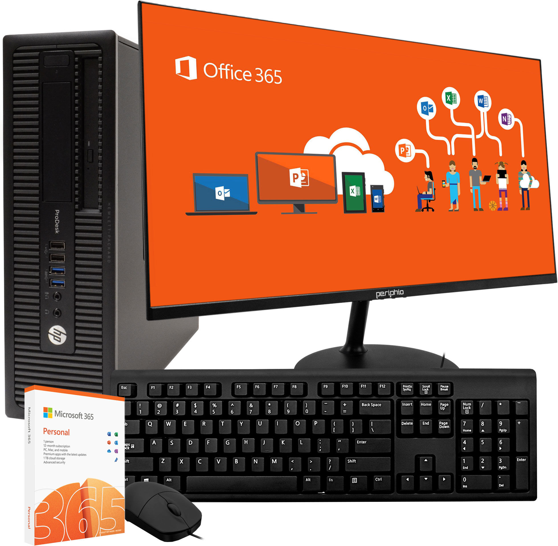 HP ProDesk 600 G1 Desktop Computer / New 24 inch Monitor, Keyboard & Mouse, WiFi, Bluetooth, Microsoft Office 365 / Intel Core i5 (4th Gen), 8GB DDR3 RAM, 1TB HDD, Windows 10