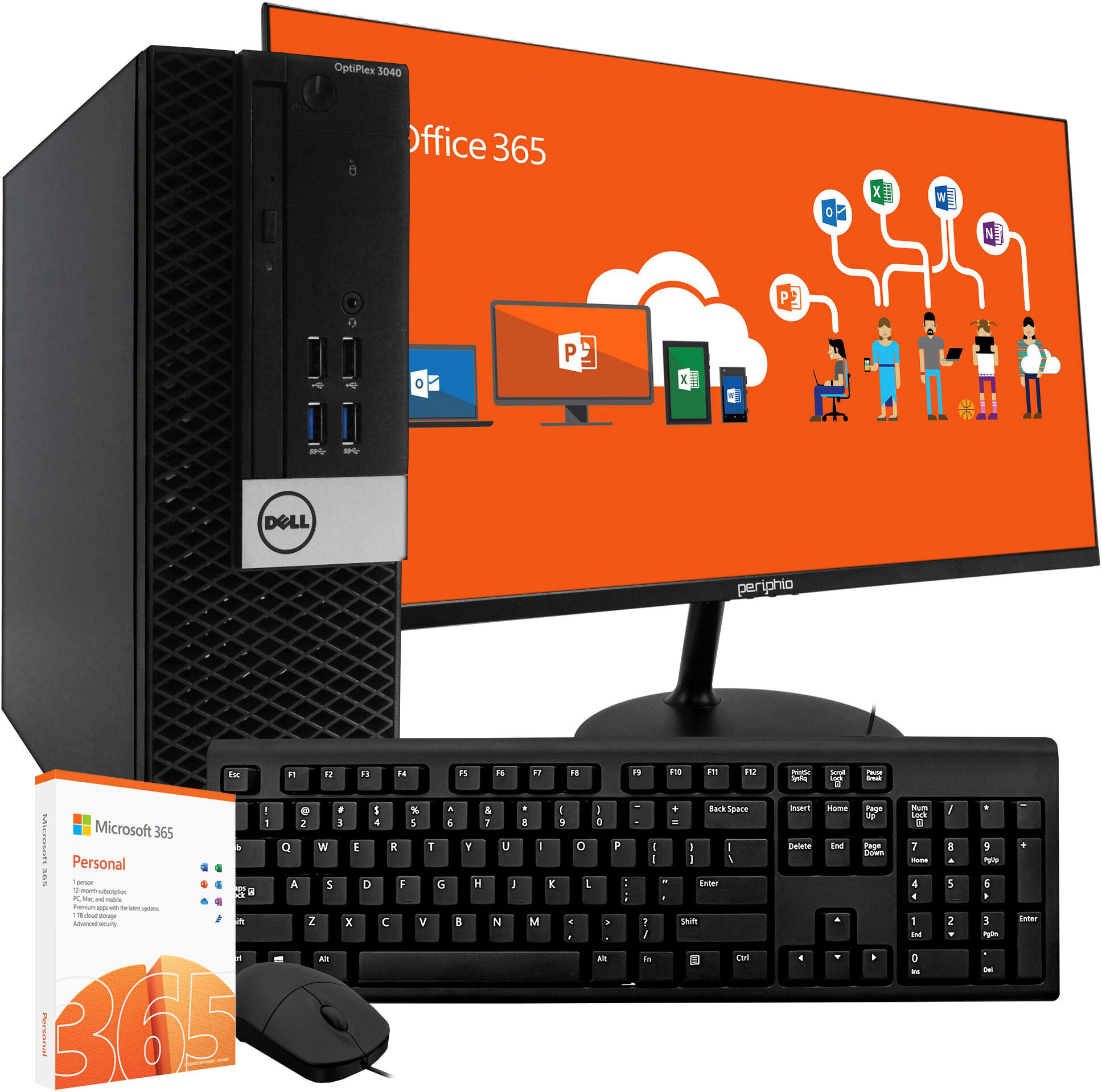 Dell OptiPlex 3040 PC Bundle / New 24 inch Computer Monitor, Keyboard, Mouse, WiFi, Bluetooth, Microsoft Office 365 / Intel Core i5 (6th Gen), 16GB DDR3 RAM, 512GB SSD, Windows 10