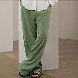 LightInTheBox 40% Linen Men's Linen Pants Trousers Baggy Beach Pants Elastic Drawstring Design Front Pocket Solid Color Comfort Soft Yoga Daily Fashion Streetwear Black Brown