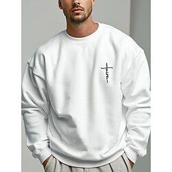 LightInTheBox Graphic Men's Fashion Sweatshirt Holiday Vacation Streetwear Sweatshirts White Gray Long Sleeve Crew Neck Print Spring   Fall Designer Hoodie Sweatshirt