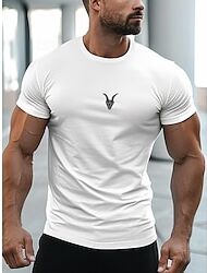 LightInTheBox Sheep Bull White Navy Blue Gray T shirt Tee Tee Top Men's Graphic 100% Cotton Shirt Fashion Classic Shirt Short Sleeve Comfortable Tee Street Sports Outdoor Summer Fashion Designer Clothing S M L XL