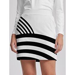 LightInTheBox Women's Golf Skirts White Skirt Bottoms Stripe Stripes Fall Winter Ladies Golf Attire Clothes Outfits Wear Apparel