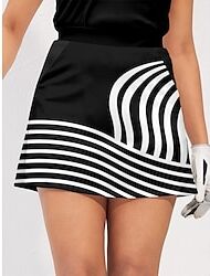 LightInTheBox Women's Tennis Skirts Golf Skirts Black Bottoms Stripe Ladies Golf Attire Clothes Outfits Wear Apparel