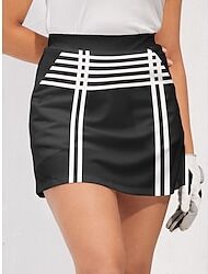 LightInTheBox Women's Tennis Skirts Golf Skirts Black Sun Protection Tennis Clothing Stripes Ladies Golf Attire Clothes Outfits Wear Apparel