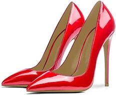 LightInTheBox Women's Heels Pumps Ladies Shoes Valentines Gifts Stilettos Party Valentine's Day Daily Solid Color High Heel Stiletto Pointed Toe Business Basic Classic Patent Leather Loafer Silver Red