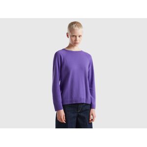 United Benetton, Purple Crew Neck Sweater In Cashmere And Wool Blend, size M, Violet, Women