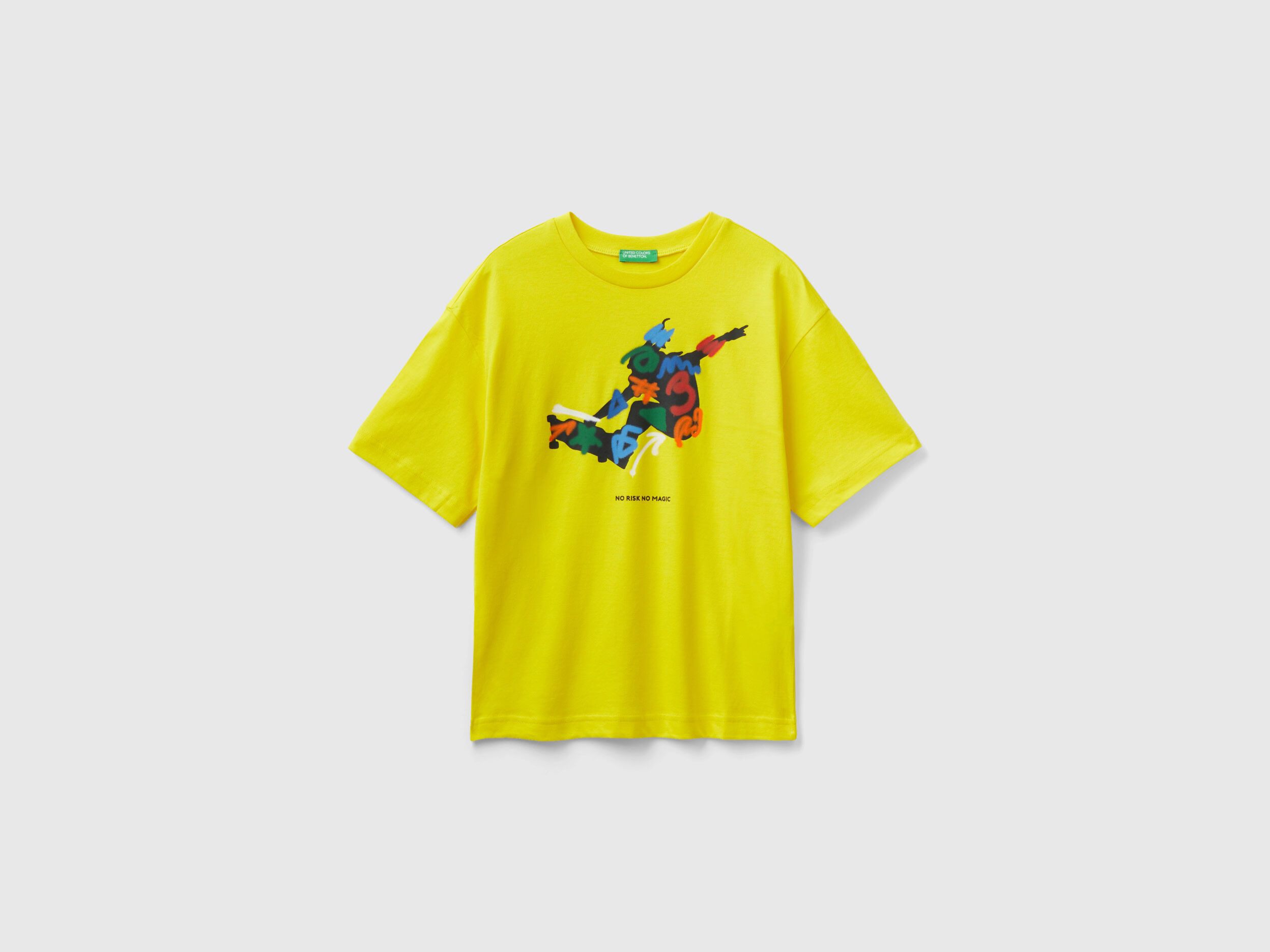 United Benetton, Crew Neck T-shirt With Print, size 3XL, Yellow, Kids