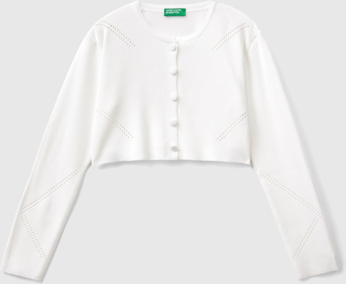 United Benetton, Short Cardigan In Viscose Blend, size 2XL, White, Kids