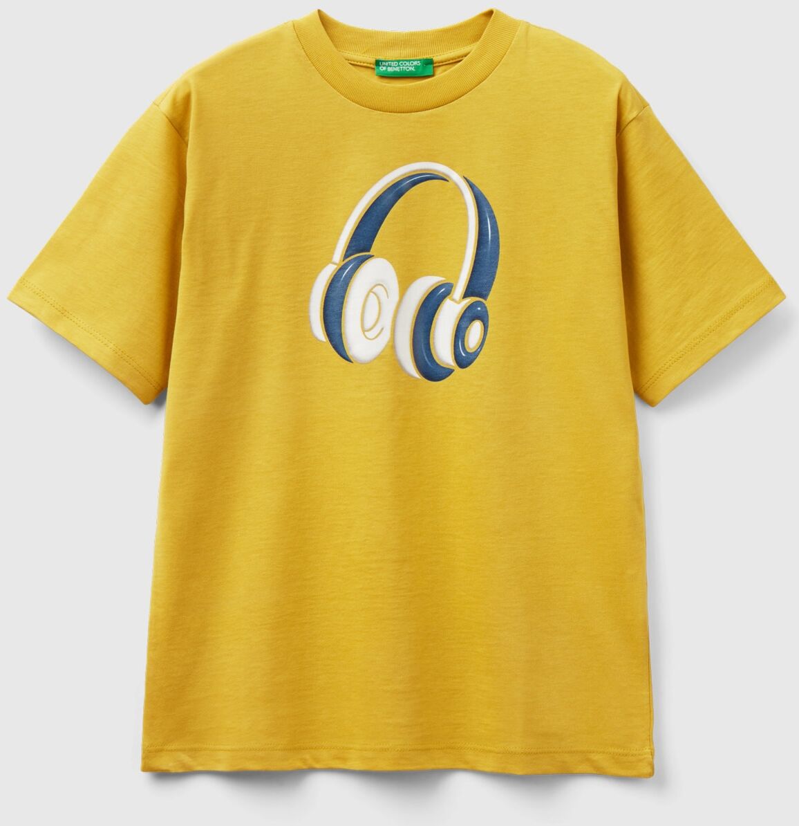 United Benetton, Crew Neck T-shirt In Organic Cotton, size 2XL, Mustard, Kids