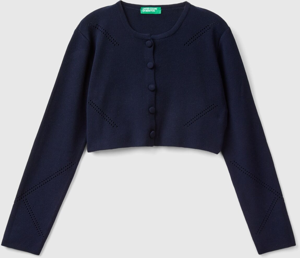 United Benetton, Short Cardigan In Viscose Blend, size 3XL, Dark Blue, Kids