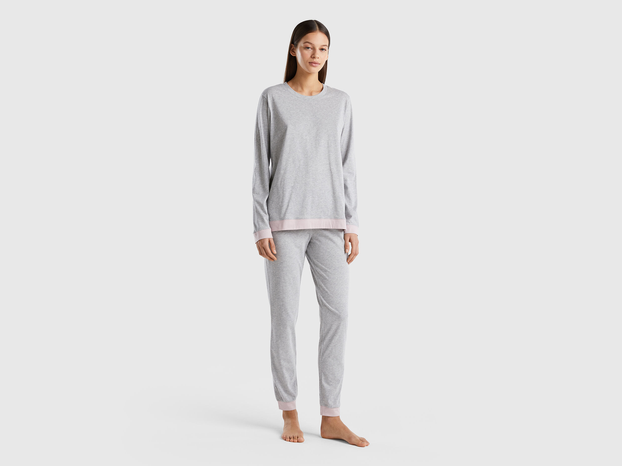 United Benetton, Pyjamas In Long Fiber Cotton, size S, Light Gray, Women