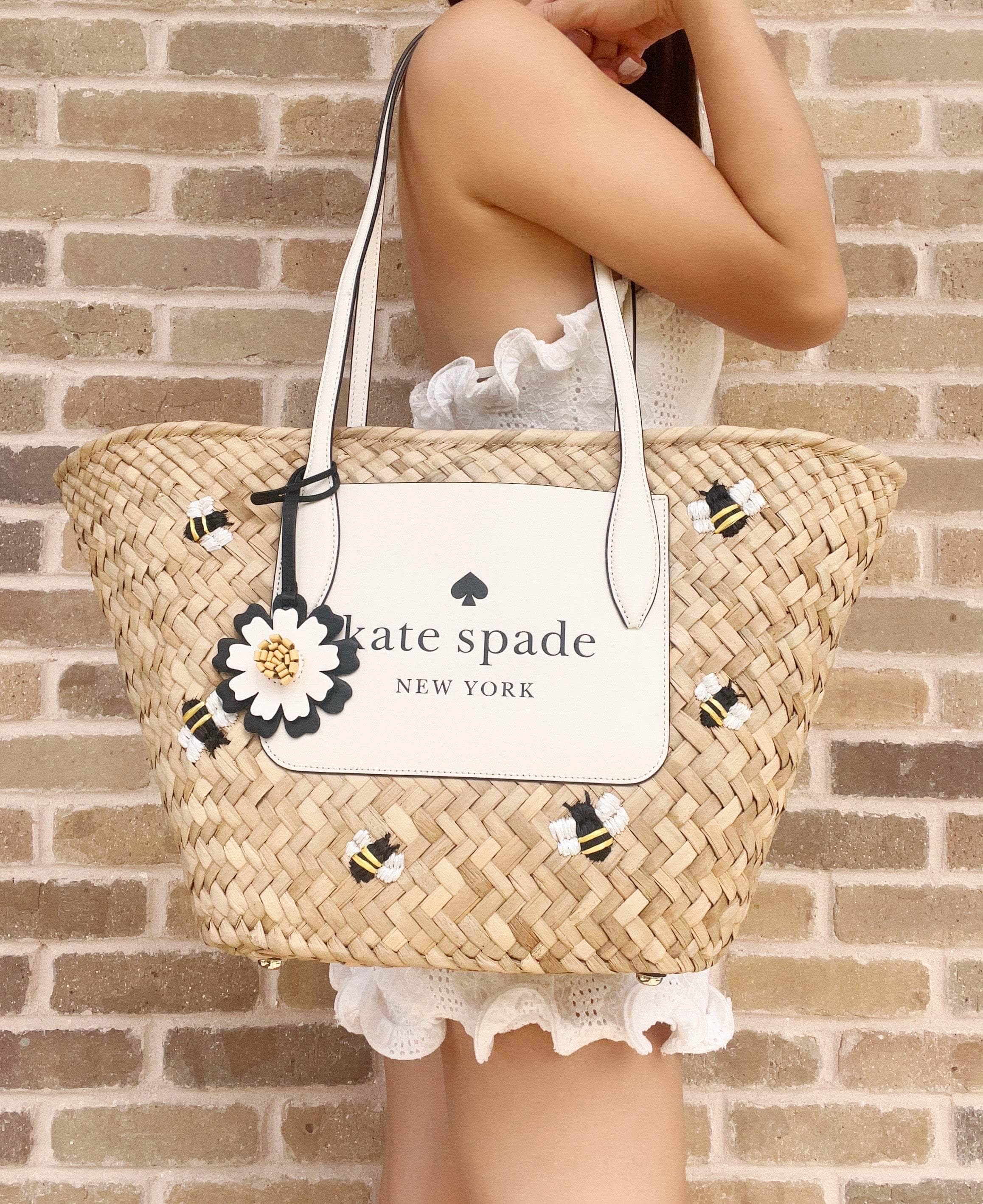 Kate Spade Honey Bee Straw Tote Novelty Large Beach Summer Bag