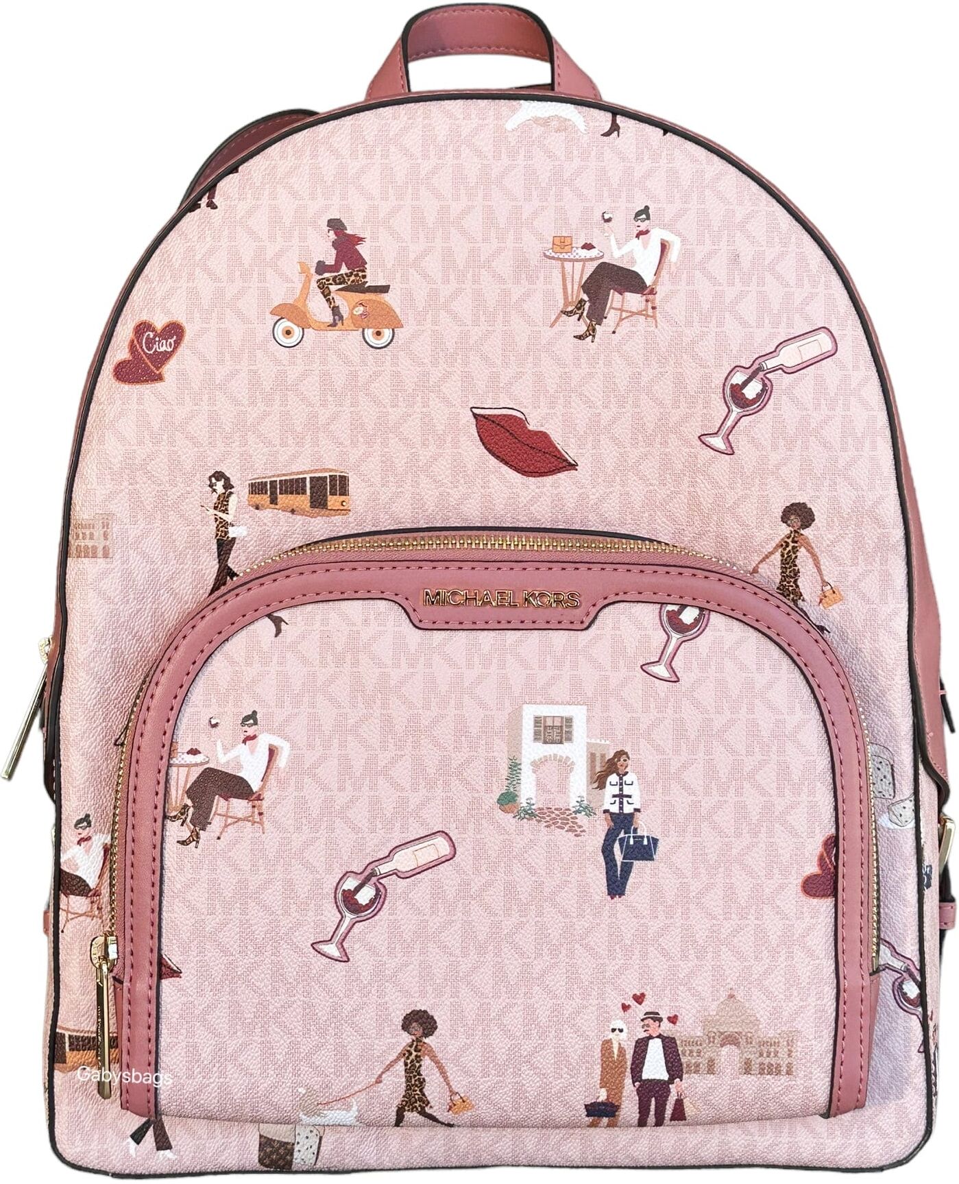 Michael Kors Jet Set Girls Jaycee Large Backpack Dark Powder Blush Pink MK