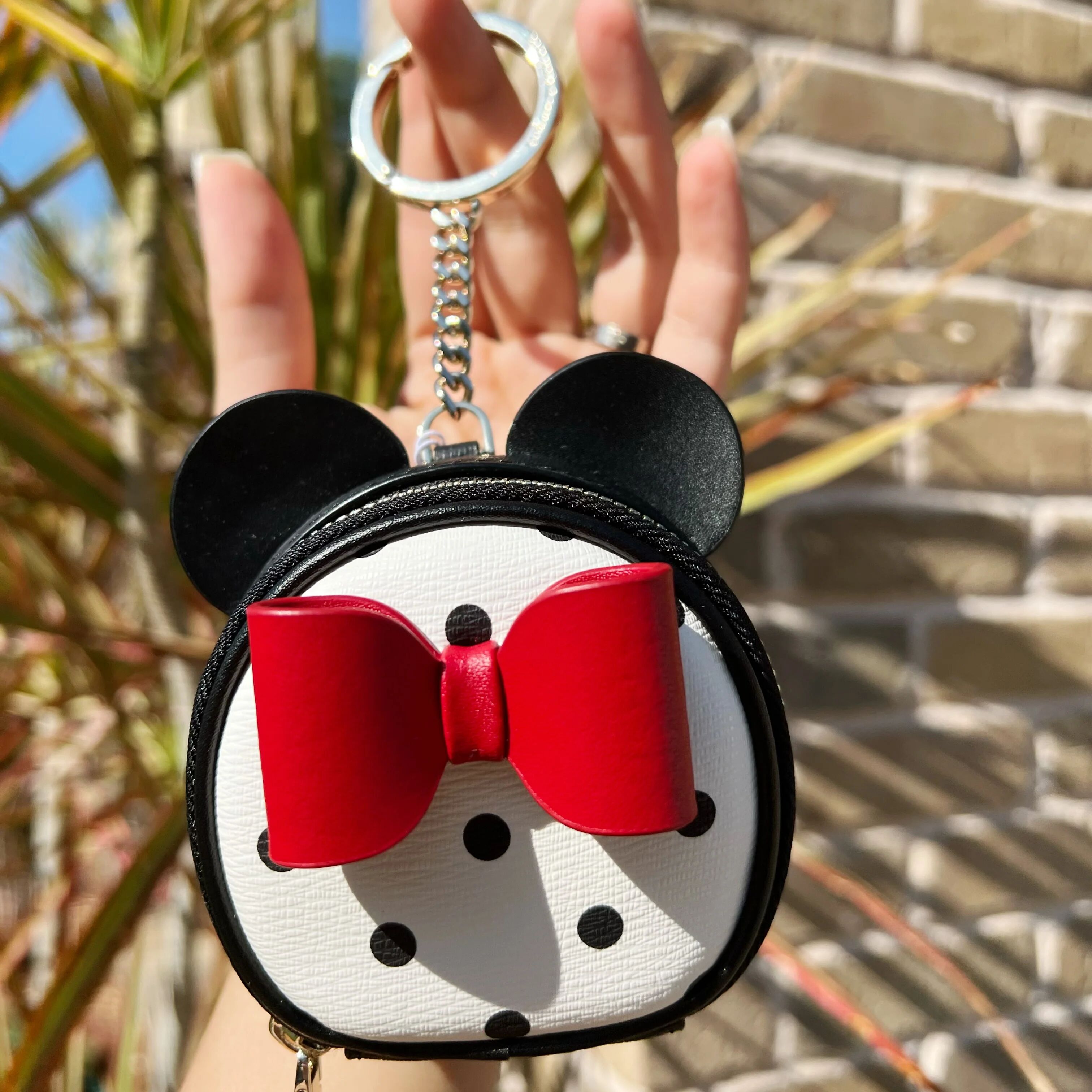 Kate Spade Disney X Minnie Mouse Coin Purse Bag Charm White Polka Dot Ear
