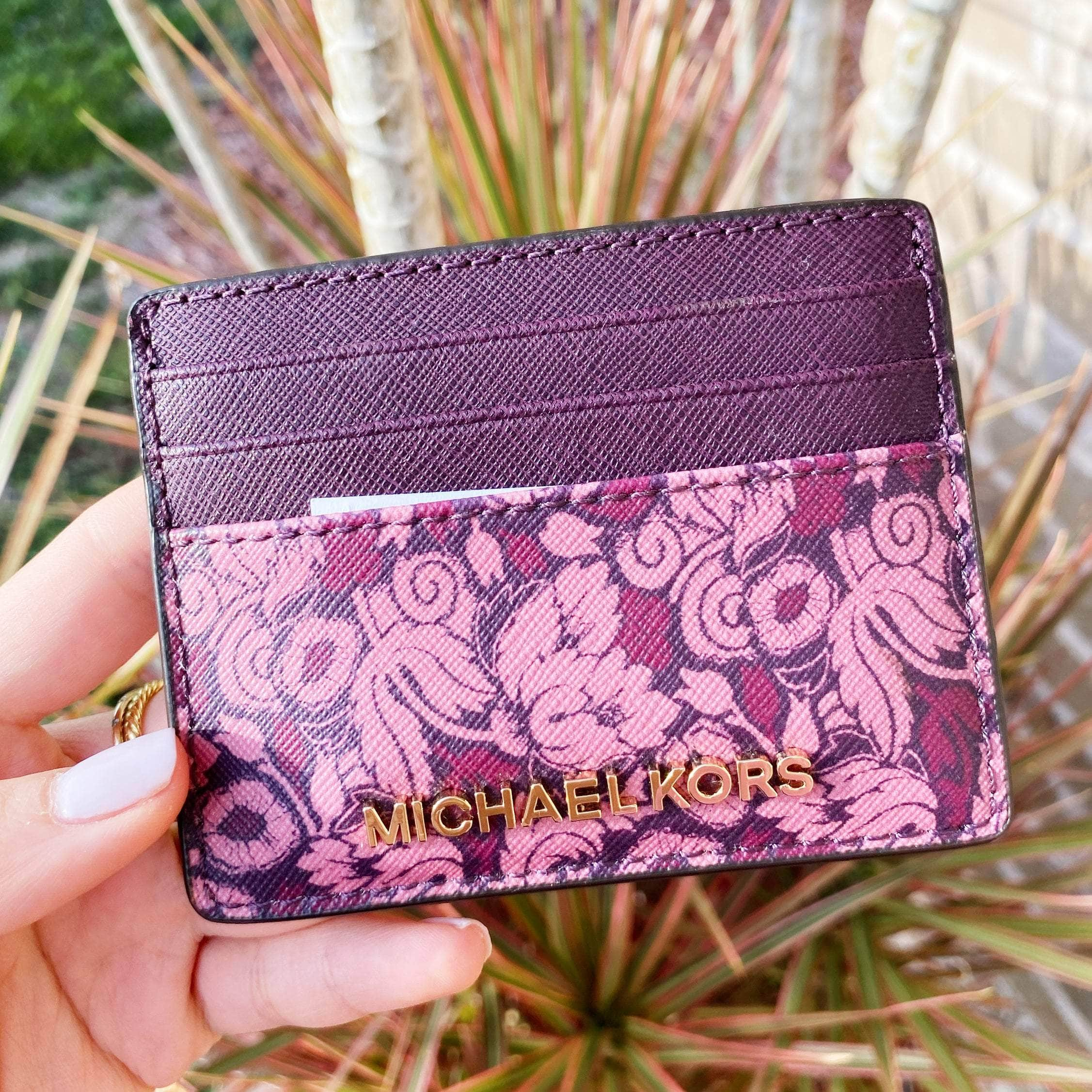 Michael Kors Jet Set Large Card Holder Damson Multi Floral