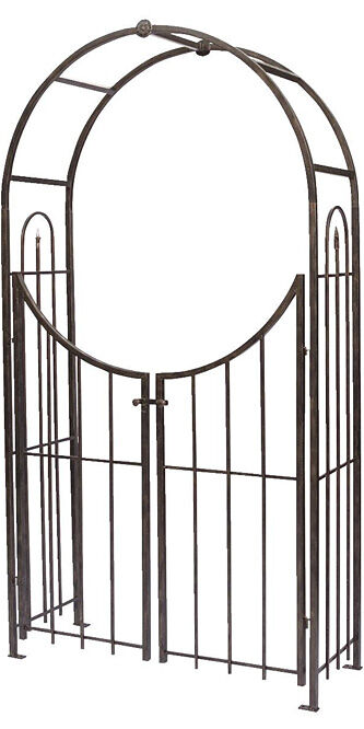 Panacea Products Panacea Arch Topped Garden Arbor with Gate, Brushed Bronze, 89096