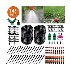 LightInTheBox Garden Irrigation System Gardening Watering Kit 30 Meters 50 Automatic Irrigation Micro Sprinkler Shrub Drip Kit for Landscape Flower Bed with Timer 149PCS