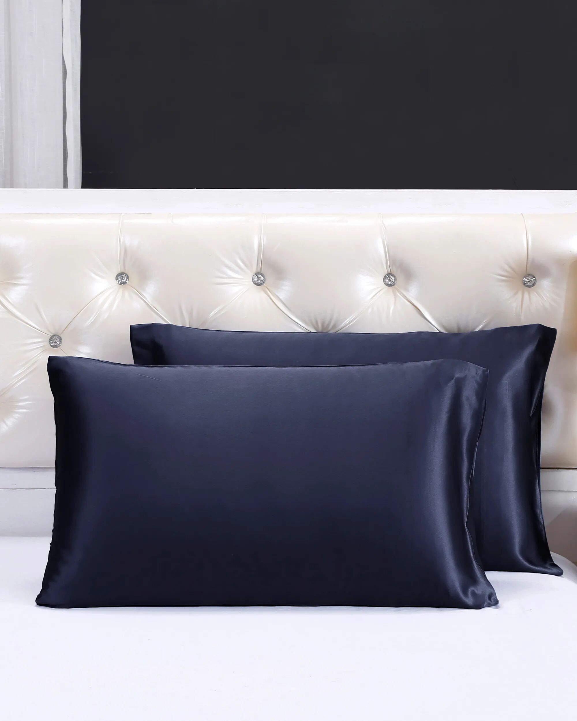 LILYSILK Silk Pillowcase Near Me Adult Navy Blue US 19 Momme Charmeuse Silk Glossy Plain-Color Light And Soft King