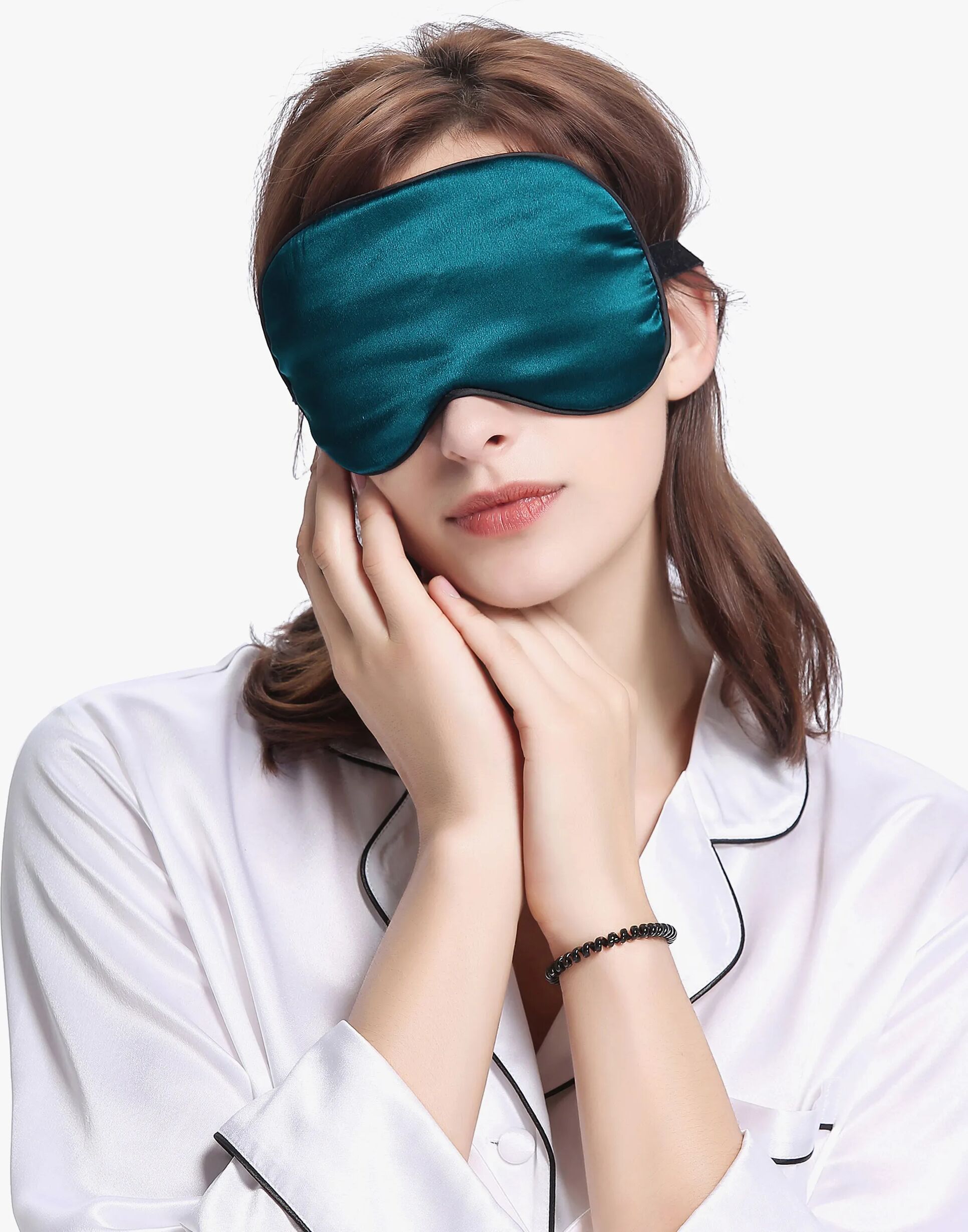 LILYSILK 19 Momme Silk Eyemask Feels Super Soft and Smooth Breathable Dark Teal