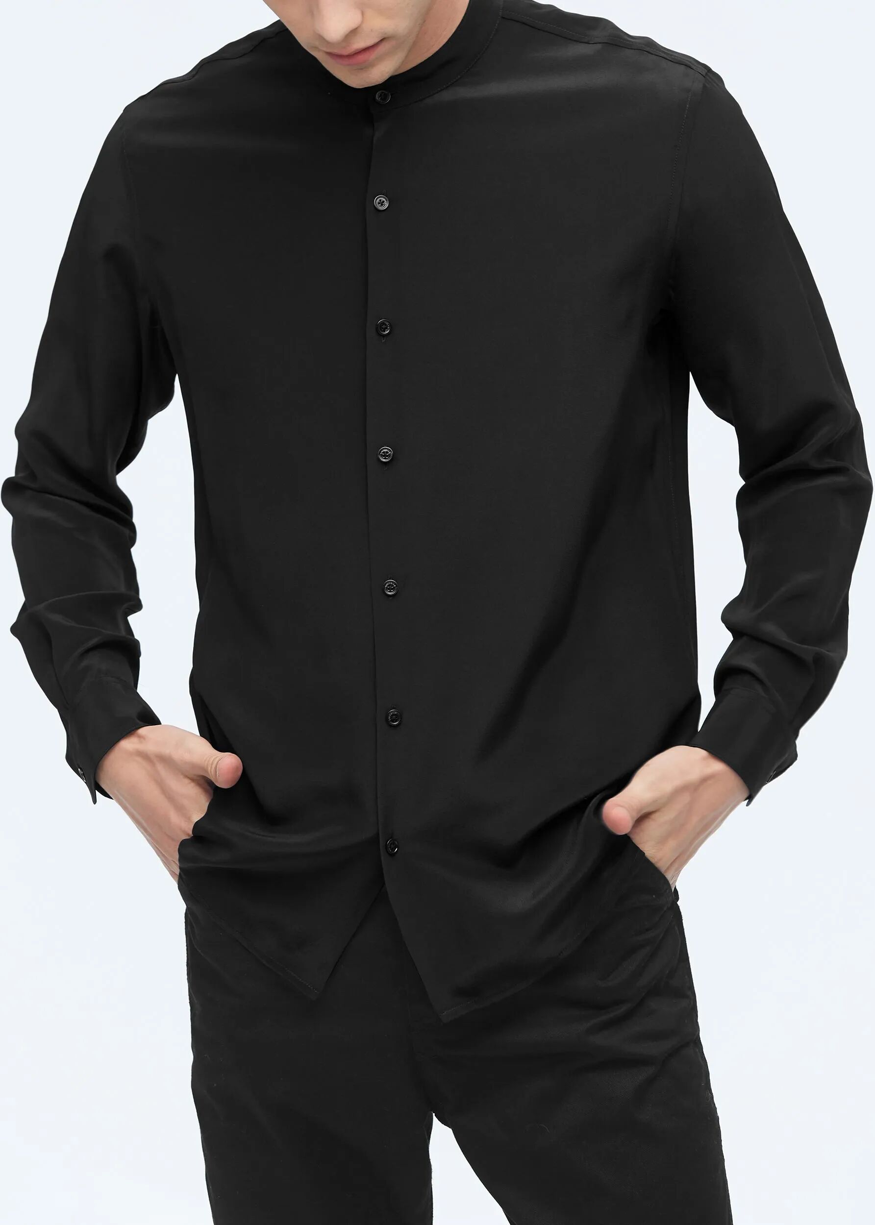 LILYSILK Mens Silk Shirt Long Sleeves Black US 100% Crepe De Chine Silk Free Of Harmful Chemicals XL