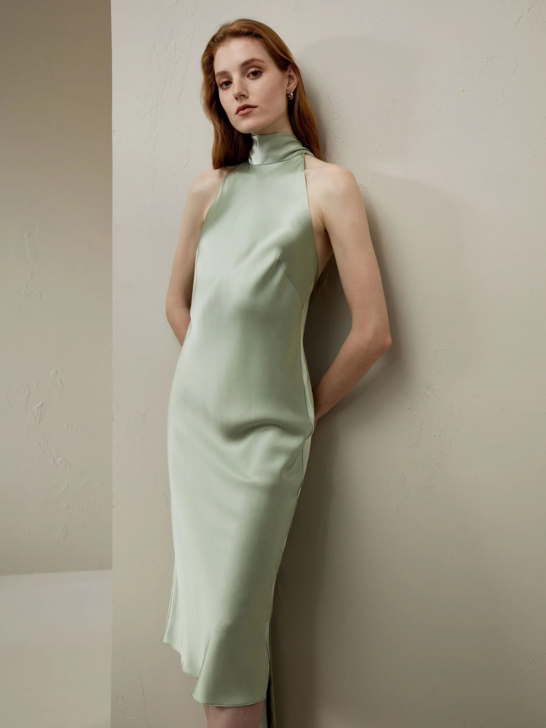 LILYSILK Silk Formal Dress - Ladies - Green Pure Silk - Fashionable Open Back Dress 10