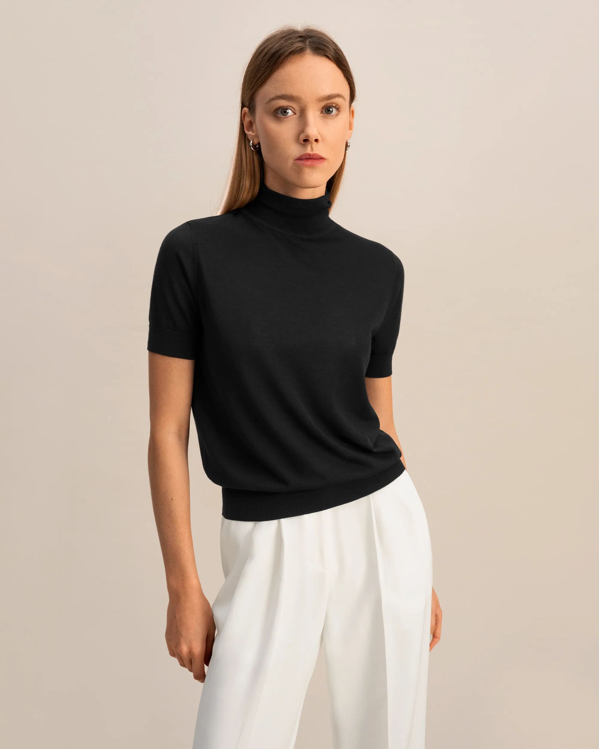LILYSILK Silk T Shirt US Women 90% Silk + 10% Cashmere Black S