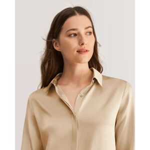LILYSILK Silk Shirt High-Quality 100 Pure Silk Clothing Regular Fit Silk Blouse Light Camel L