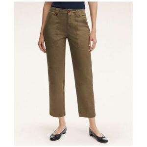 Brooks Brothers Women's Garment Washed Utility Pant   Olive   Size 2