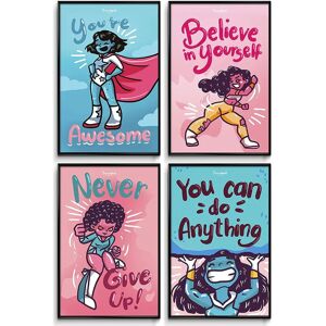 Throwback Traits Motivational Black Girl Wall Posters - 11x17" (4 posters)