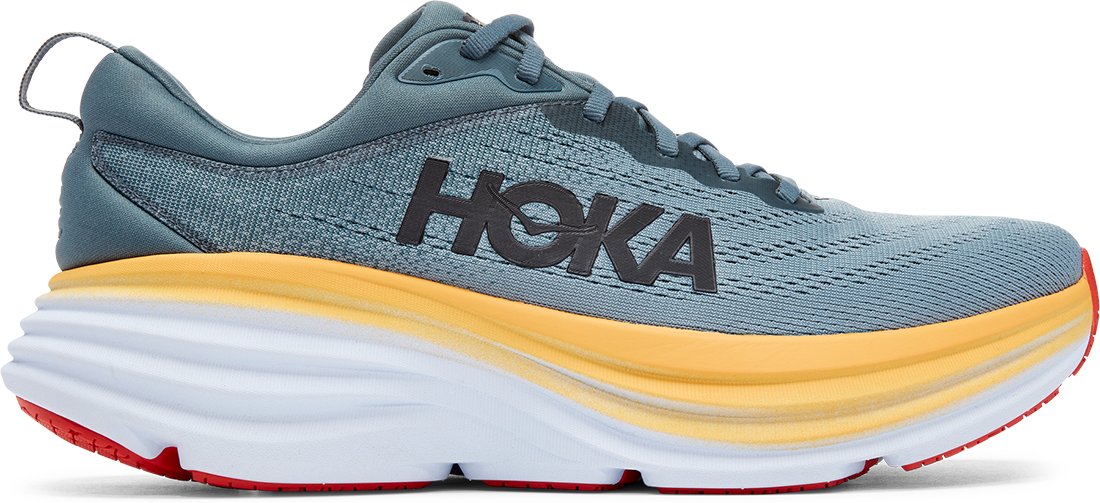 Hoka Men's Bondi 8 Shoes in Goblin Blue/Mountain Spring   Size: 10 Width: 2E   Fit2Run