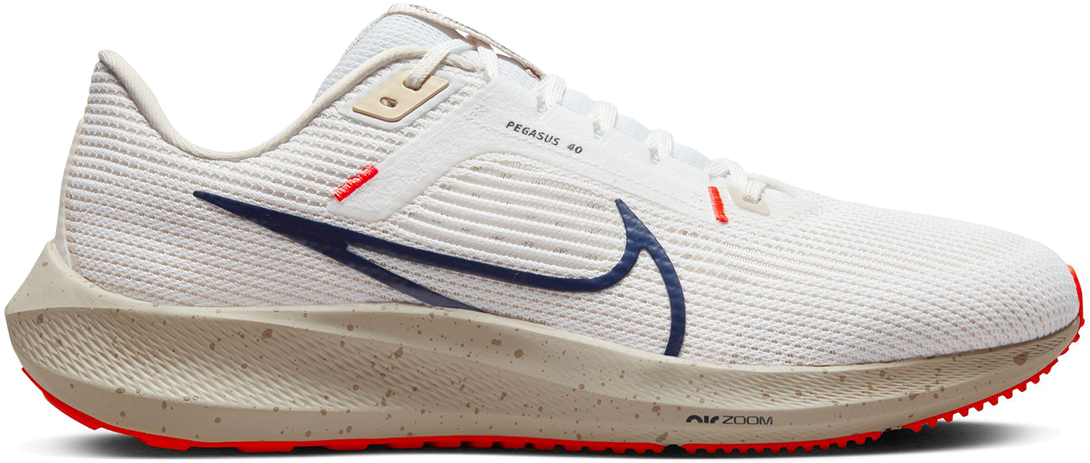 Nike Men's Air Zoom Pegasus 40 Shoes in White/Obsidian/Light Orewood Brown   Size: 12 Width: D   Fit2Run