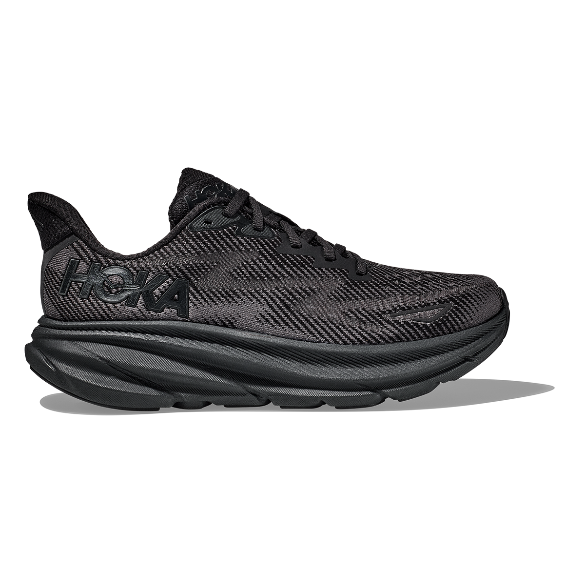 Hoka Men's Clifton 9 Shoes in Black   Size: 10.5 Width: D   Fit2Run