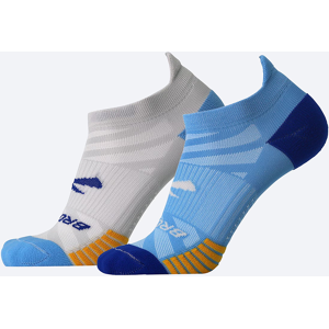 Brooks Unisex Ghost Lite No Show 2-Pack Sock in Blue/Peacoat & Light Grey/Blue   Size: Large   Fit2Run