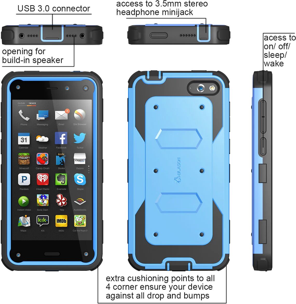 i-Blason Amazon Fire Armorbox Case-Blue/Black