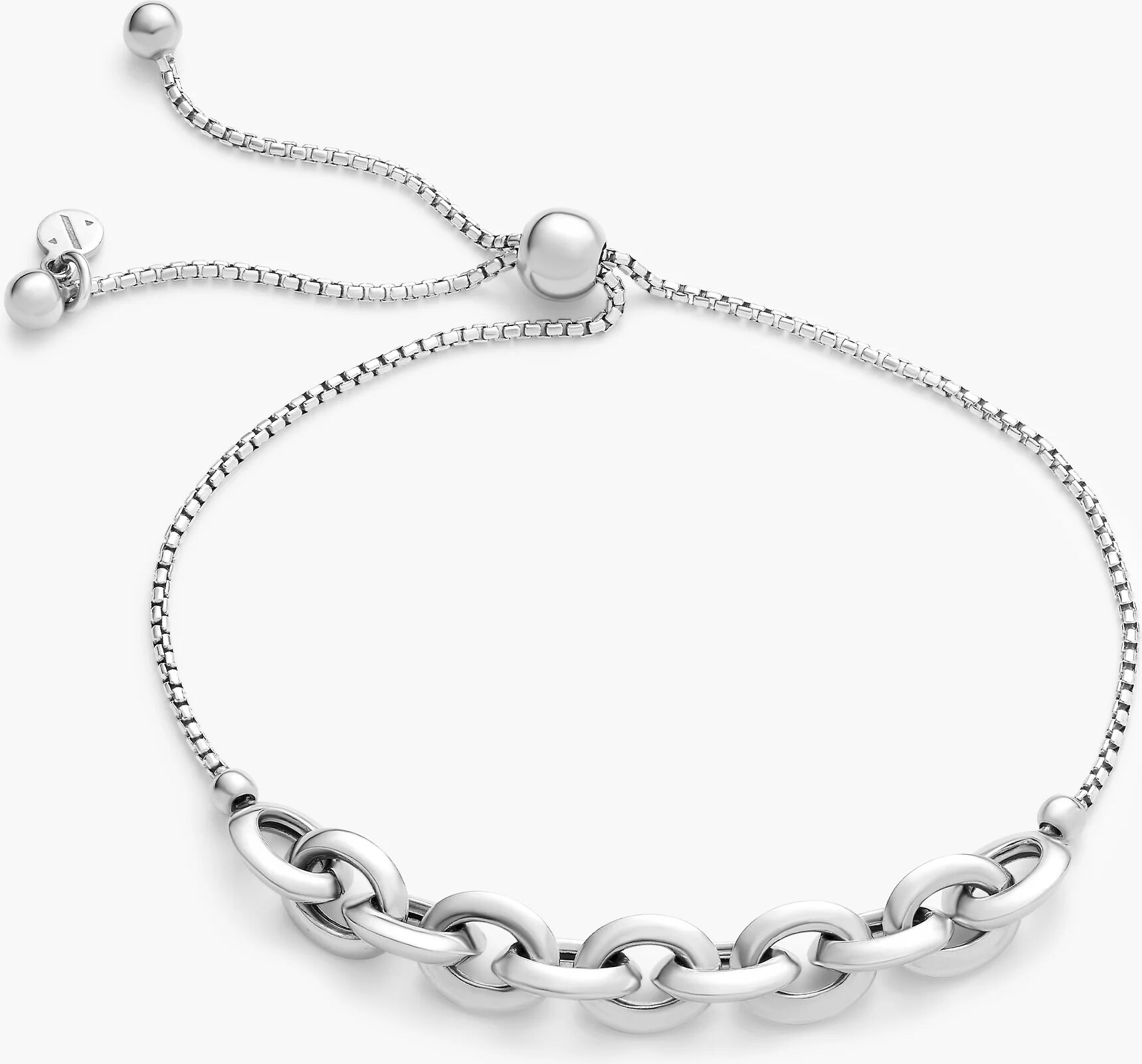 JAXXON Center Link Charm Silver Bracelet   8"