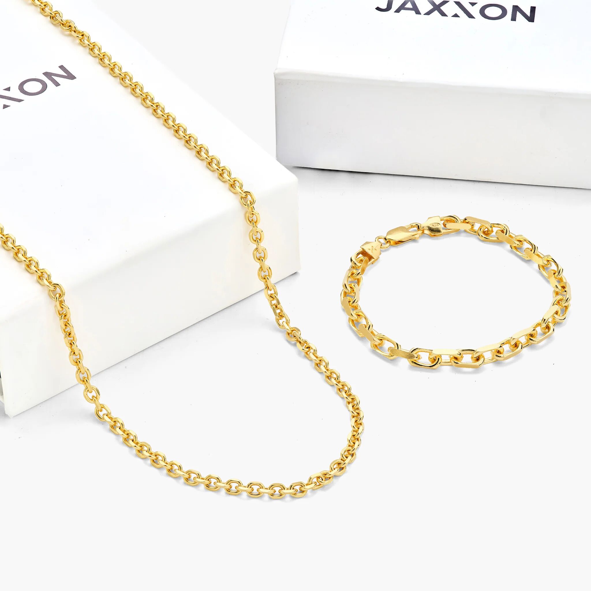 JAXXON Cable Starter Gold Set   Chain 22" Bracelet 8.5"