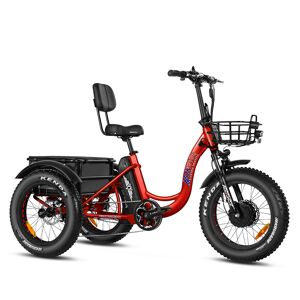 Addmotor Electric Trike Bike Triketan M-330 Fat Tire 2023 Step-Thru Fat Tire 3 Wheel Tricycle for Adults with Cool and Modern Design, Candy Red