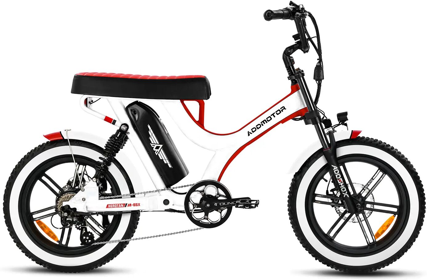 Addmotor HEROTAN M-65X Moped Electric Bike, 48V20Ah Long Range Battery up to 105+ Miles per Charge，EB 2.0 Samsung (21700-5000mah), Pearl White