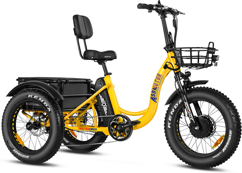 Addmotor Adult Electric Tricycle 3 Wheel Electric Bike for Adults with Cool and Modern Design, Yellow