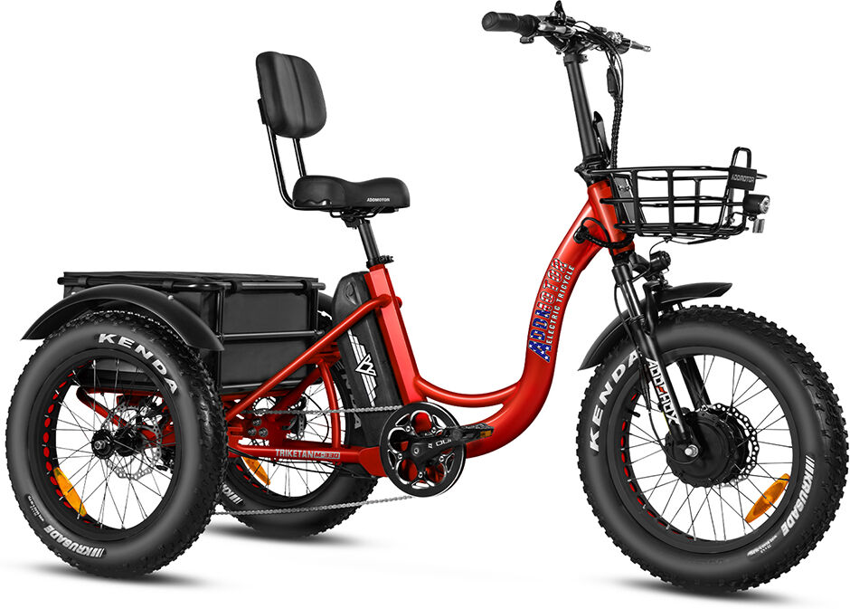 Addmotor Electric Trike Bike Triketan M-330 Fat Tire 2023 Step-Thru Fat Tire 3 Wheel Tricycle for Adults with Cool and Modern Design, Candy Red