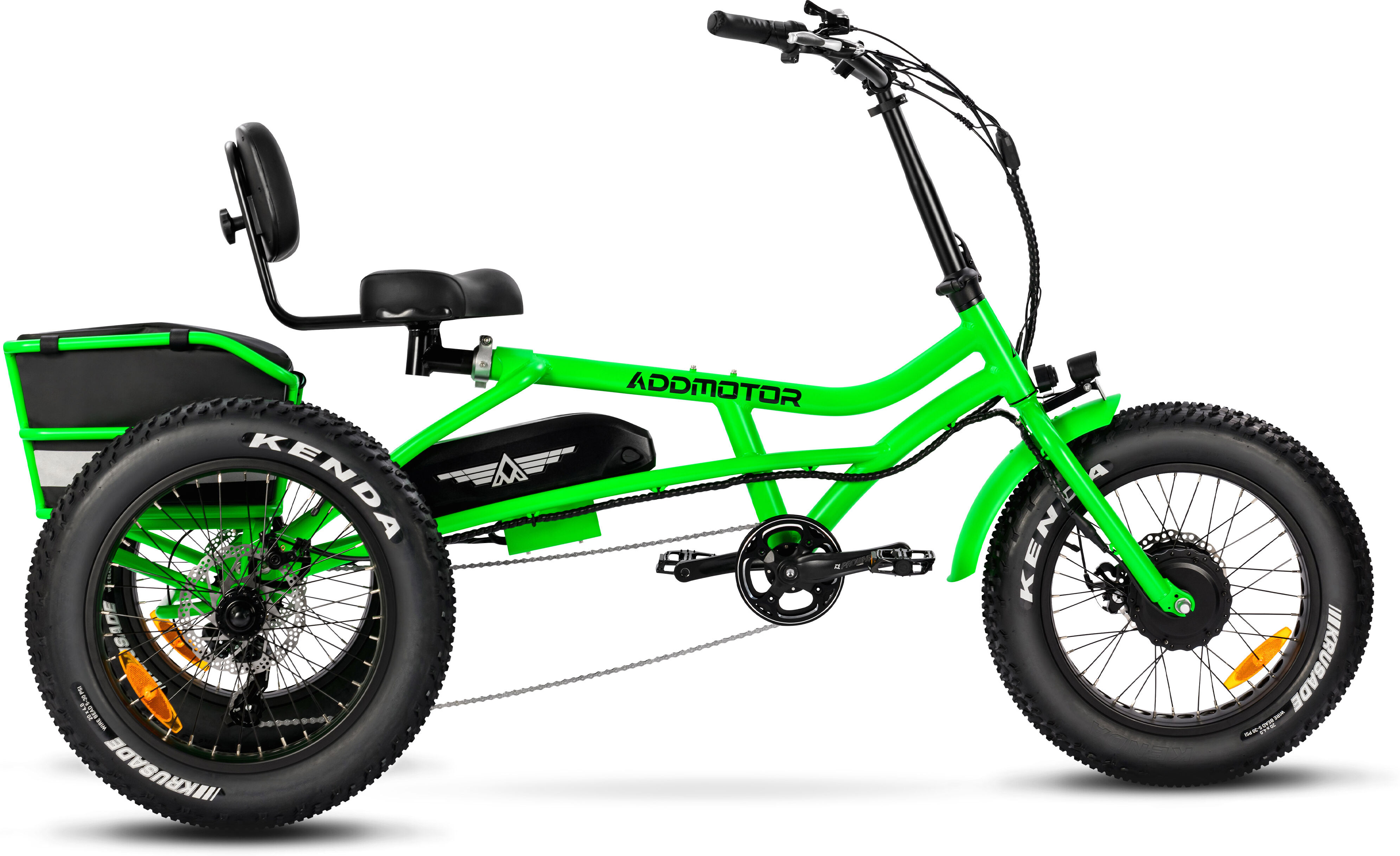 Addmotor  Electric Trike for Adult with 750W Bafang Motor, 48V*20AH, Semi-Recumbent 3 wheel Tricycle, Green 2023 New Version